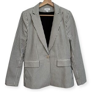 Evereve Striped One Button Notched Collar Blazer‎ Medium